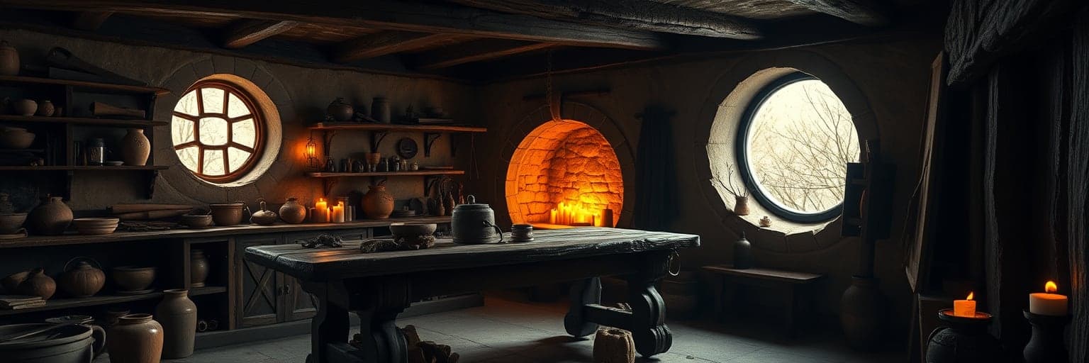 Taller artesanal Hobbit iluminado por velas